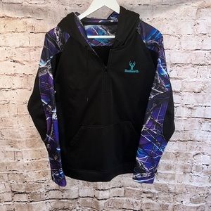Huntworth black and blue and purple camouflage quarter zip Size L